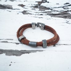 画像2: OLD STUD オールドスタッズ VINTAGE LEATHER BANGLE06 ライトブラウン ユニセックス (2)