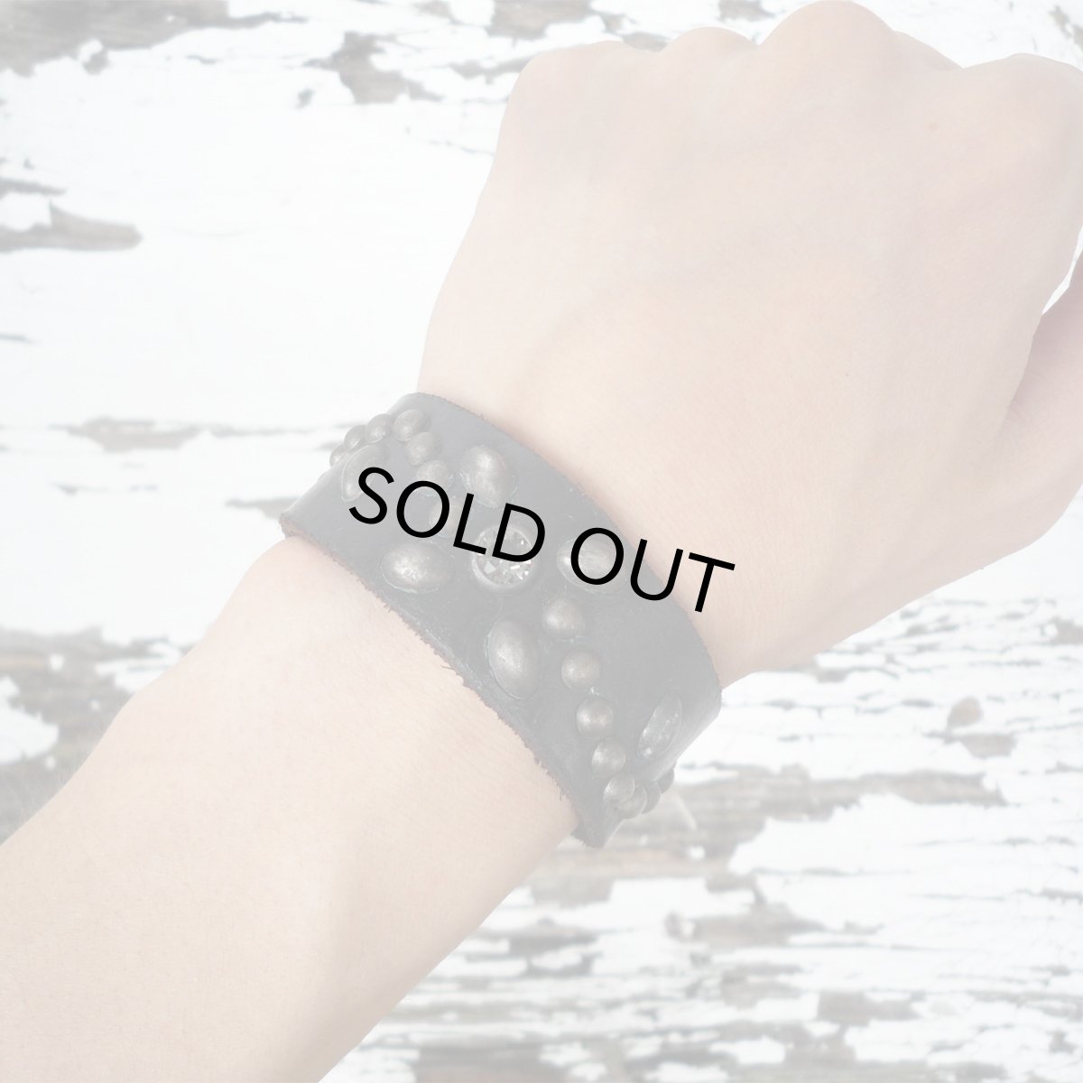 画像5: OLD STUD オールドスタッズ VINTAGE LEATHER BANGLE03 ブラック  ユニセックス (5)