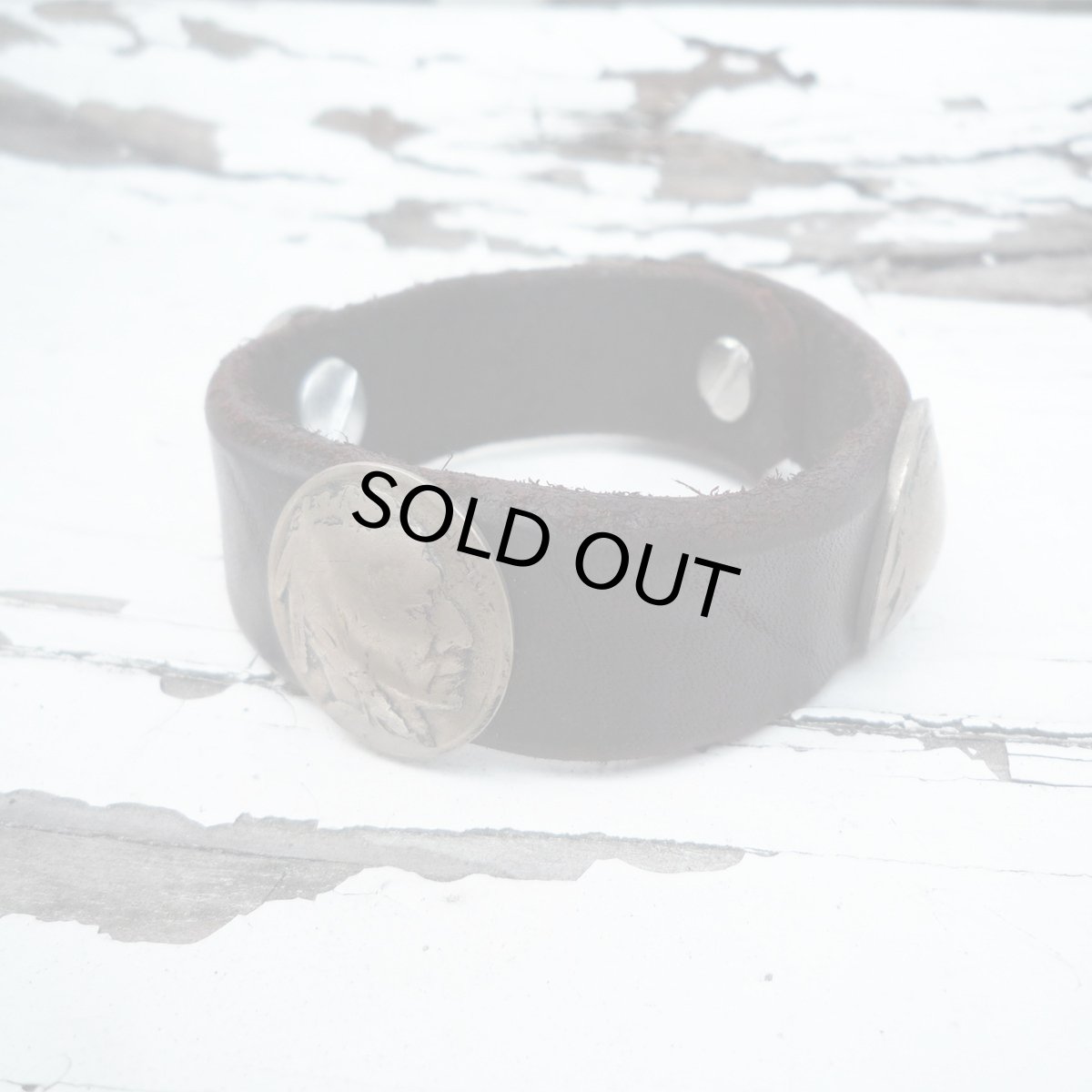 画像1: OLD STUD オールドスタッズ VINTAGE LEATHER BANGLE05 ダークブラウン ユニセックス (1)