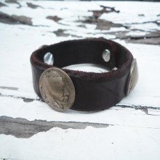 画像1: OLD STUD オールドスタッズ VINTAGE LEATHER BANGLE05 ダークブラウン ユニセックス (1)