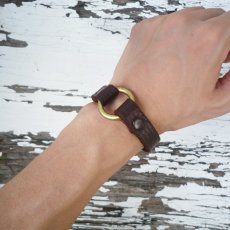 画像5: OLD STUD オールドスタッズ VINTAGE LEATHER BANGLE07 ダークブラウン ユニセックス (5)