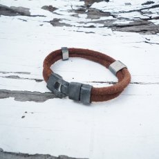 画像1: OLD STUD オールドスタッズ VINTAGE LEATHER BANGLE06 ライトブラウン ユニセックス (1)