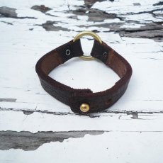 画像2: OLD STUD オールドスタッズ VINTAGE LEATHER BANGLE07 ダークブラウン ユニセックス (2)