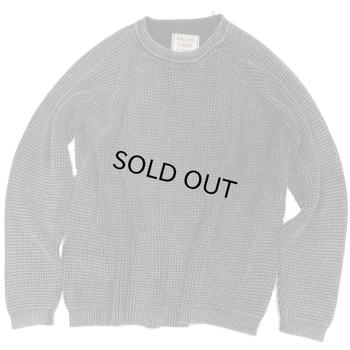 画像2: MALIBU FARM マリブファーム  パウダーブリーチ加工 ラグラン ワッフルニット 全3色 メンズ/レディース (2)