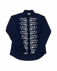 画像1: BACK HEAD バックヘッド リネンシリーズL/S刺繍シャツ	 (1)