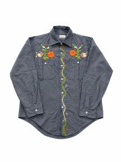 画像1: BACK HEAD 刺繍シャンブレーShirt メンズ (1)