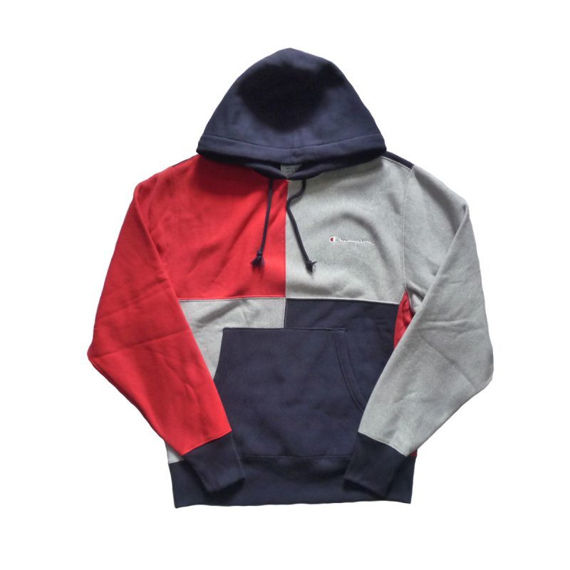 Champion LIFE リバースウィーブ カラーブロック スウェットフーディー 