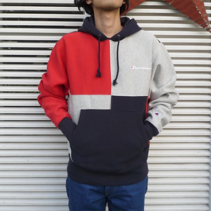 Champion LIFE リバースウィーブ カラーブロック スウェットフーディー 