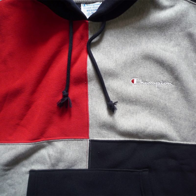 Champion LIFE リバースウィーブ カラーブロック スウェットフーディー 