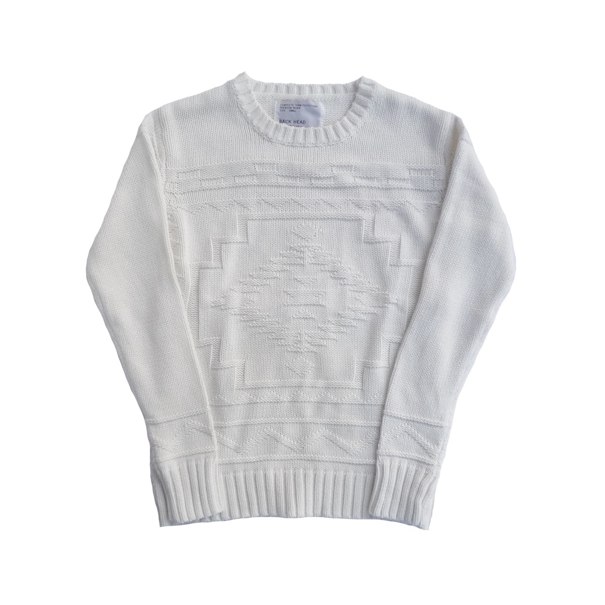 Back Head バックヘッド ガンジーニットネイティブ ホワイト メンズ